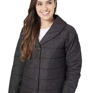 Isaac Mizrahi Live True Denim Quilted Shawl jacket Womens 3X Black Cotton NEW